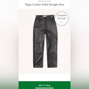Abercrombie High Rise Straight Faux Leather Pants